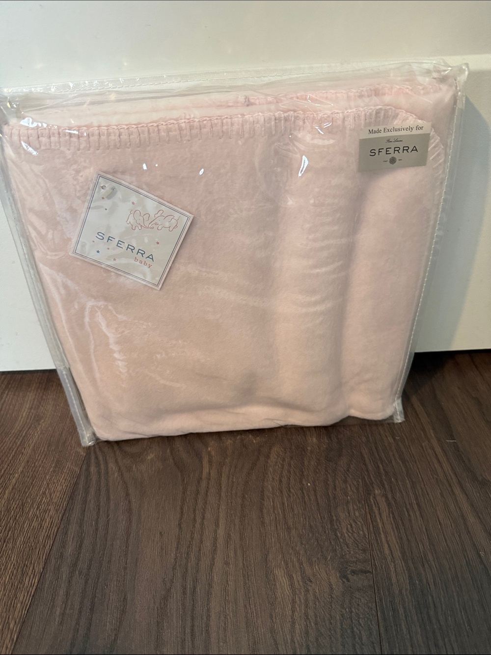 SFERRA Baby Plush Blanket in Blush Pink - NWT